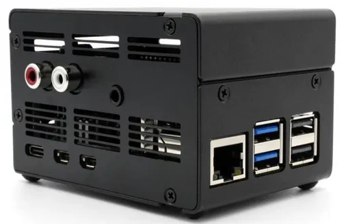 KKSB PC-Gehäuse für Raspberry Pi 5 - passend für IQaudio DAC+ Pro, elegantes schwarzes Design für optimale Kühlung und einfache Montage