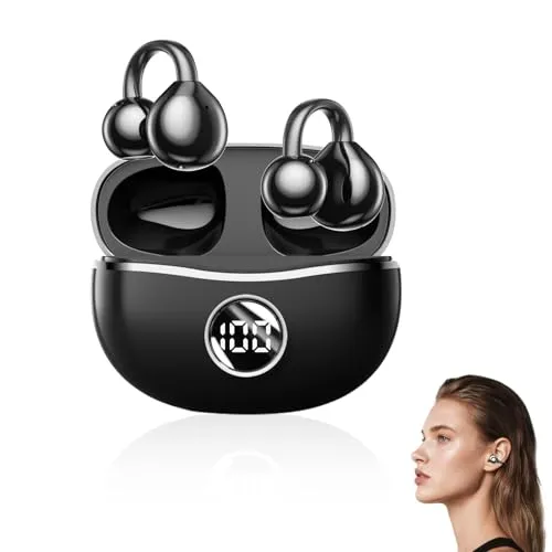 Horuili® Bluetooth-Headset öffnen, Drahtlose Ohrclip-Kopfhörer, Kabellose Bluetooth 5.4, Open Ear Bluetooth Kopfhörer, Rauschunterdrückung, dynamischer Equalizer, 3D-Klang