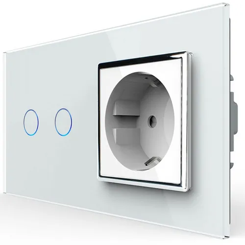 Livolo Touch Rolladenschalter und Steckdose Jalousieschalter Schuko Glas Weiß