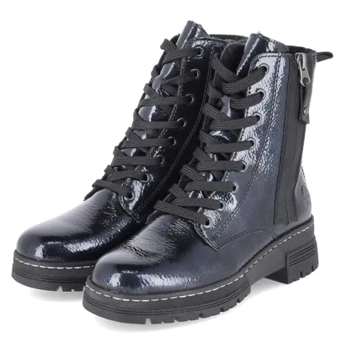 Rieker Damen 73821 Biker-Boot, Blau, 39 EU - Wanderschuhe mit auswechselbarer Einlegesohle und weicher Decksohle für optimalen Tragekomfort bei jedem Schritt.