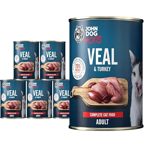 Jane Cat Katzennassfutter Adult Kalb & Truthahn 6 x 400g - hochwertiges Nassfutter für Katzen - ohne Getreide und Zucker, mit 100% frischen Zutaten