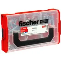 Fischer Dübel 572927 DuoHM FIXTainerTX, 8x55mm/10x55mm/12x55mm - Hohlraumdübel Set mit 45 Stück, ideal für hohe Lasten, einfache Montage ohne zusätzliches Werkzeug und unsichtbare Befestigung.