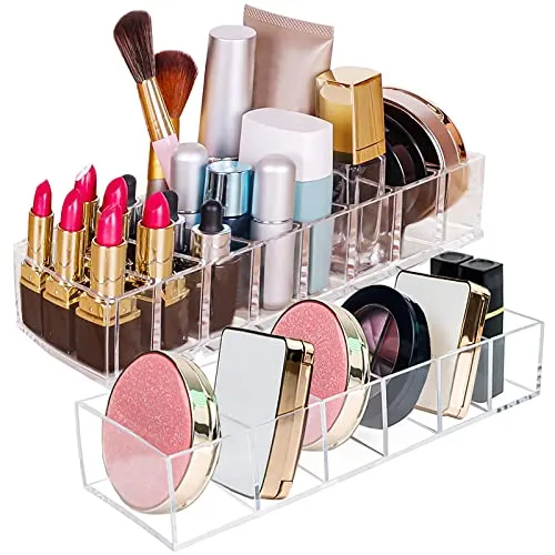 RUIJIE 2 Stk Abnehmbar Kosmetik Organizer Schublade, 6 Fächern 8 Fächern Make up Schminkaufbewahrung Aufbewahrungsboxen, Schmink Aufbewahrung Beauty Organizer, Transparent Kosmetik Box für Waschtisch