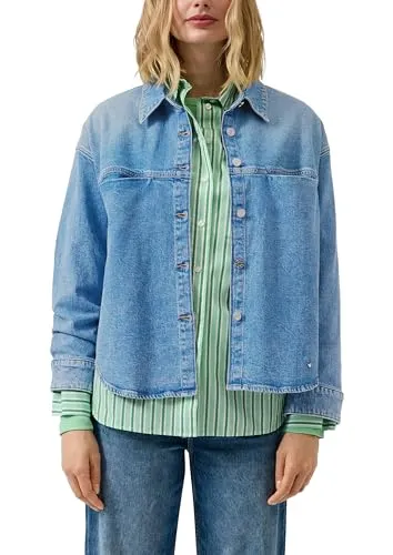 s.Oliver Oversized Denim-Jacke mit Hemdkragen - Stylische Oversized Denim-Jacke aus hochwertigem Jeansstoff mit Hemdkragen und praktischer Brusttasche. Ideal für lässige Outfits und maximalen Tragekomfort.