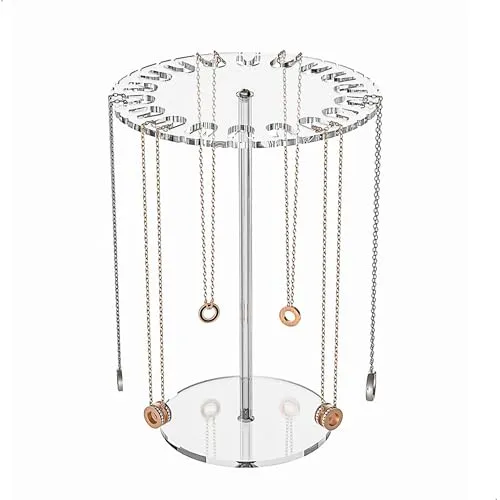 xtemtoamz Kettenständer Schmuck Schmuckständer, Schmuckbaum Acryl Schmuck Display, Schmuckständer Baum Runden Aufbewahrung für Ketten 18 Haken Jewelry Stand für Ketten Armbänder