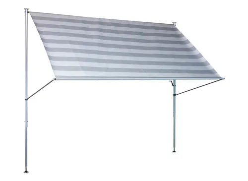 Angerer Klemmmarkise Premium Streifen hellgrau 250 cm - Klemmmarkise für einfache Montage ohne Bohren, ideal für Balkone und Terrassen. Breite 250 cm in elegantem hellgrau.