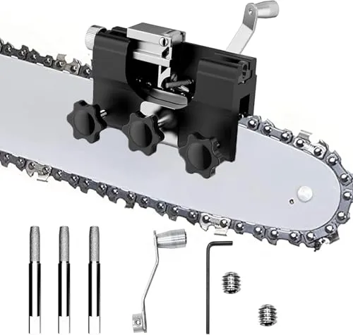 Kettensäge Schärfgerät - Tragbares Kettensägen Schärfer Kit - Kettensägenschärfer für elektrische Kettensägen, mit präziser Positionierung und hochwertigen Materialien für schnelles und effektives Schärfen. Ideal für Hobbygärtner und Profis.