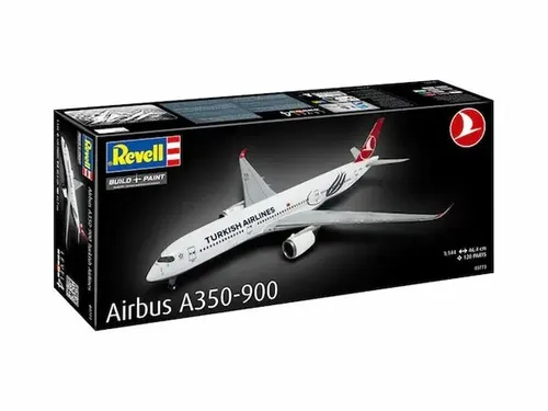 Revell Airbus A350-900 Turkish Airlines 1:144 Modellbausatz - Flugzeug Modellbausatz im Maßstab 1:144, authentisches Design und perfekte Detaillierung für Modellbau-Enthusiasten. Wahlweise mit Ständer oder beweglichen Rädern.