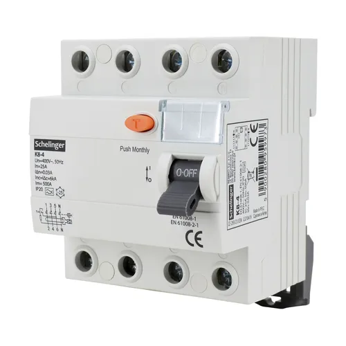 Schelinger RCD/RCCB FI-Schutzchalter A 4P 25A 30mA 4-polig 10kA