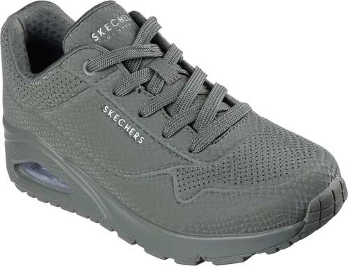 Skechers Uno Shiny Scale Grün OLV EU 40 - Sneaker mit reflektierendem Schlangenprint, gepolsterter Air-Cooled Memory Foam-Einlegesohle und sichtbarem Skech-Air-Luftpolster für ultimativen Komfort und Style.
