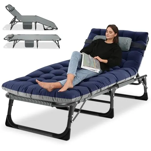 Ryuhic Klappbare Sonnenliege – 200kg belastbar - Vielseitige Liege für Garten und Camping, abnehmbares Polster für zusätzlichen Komfort und hervorragende Atmungsaktivität. Ideal als Gästebett oder Relaxliege!
