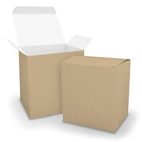 10x itenga Würfelbox XL aus Karton 11x9x12cm außen braun innen weiß Gastgeschenk