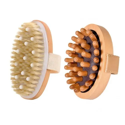 XFSRG 2 Stück Trockenbürste Lymphdrainage Dry Brush Körper Meridian Luftkissenbürste für Akupressur Massage Rückenbürste Duschbürste Peeling Körperbürste