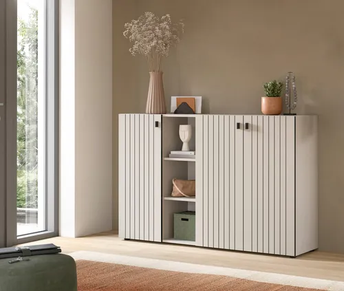 Home affaire Schuhschrank TATIO, 150 cm Breite, Rillenoptik, 3 Türen