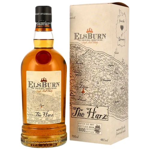 Elsburn The Harz - Batch No. 001 Single Malt Whisky - Exklusiver deutscher Single Malt Whisky aus der Hammerschmiede-Brennerei im Harz, limitiert auf 5.000 Flaschen, reift in erlesenen Weinfässern für unverfälschten Genuss.
