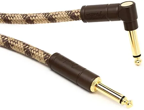 Fender Festival Kabel - 5,5m braun, 100% Hanf-Kabelmantel und 24k vergoldete Stecker für optimale Klangqualität