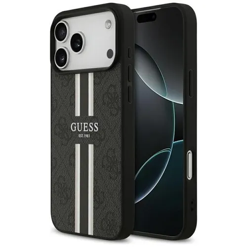 GUESS 4G Printed Stripes Case für iPhone 17 Pro Max - Schwarz - Handyhülle für iPhone 17 Pro Max, kombiniert elegantes Design mit robustem Schutz. Kompatibel mit MagSafe für einfaches kabelloses Laden.