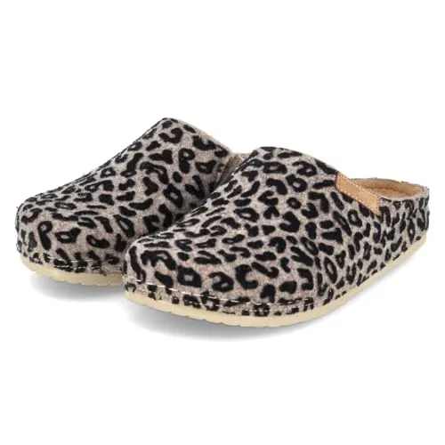 Kaerlek 8125-21-beige Animal Pantolette Filz Damen in braun-Kombi - Gr. 37