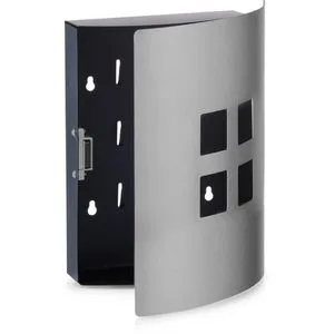 Zeller Schlüsselkasten 13848, 4 Quadrate, mit Magnetverschluss, 22 x 24 x 6 cm, mit 9 Haken