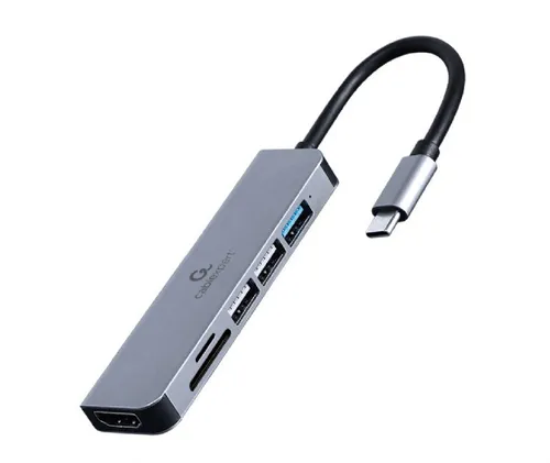Adapter USB-C 6in1, HDMI, USB 3.1, USB 2.0x2, card reader GEMBIRD 8716309124249