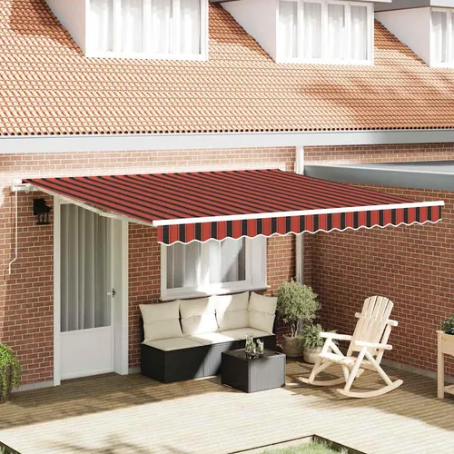 vidaXL Einziehbare Markise Orange und Braun 400 × 350 cm - Markise für Garten und Terrasse, bietet anpassbaren Sonnenschutz mit einem cleveren einziehbaren Mechanismus und ist wasserabweisend für wetterfeste Nutzung.