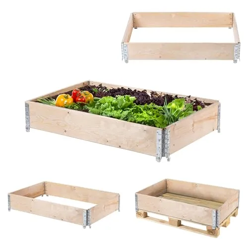 KADAX Palettenrahmen aus Holz - Stapelbare Hochbeet Rahmen - Hochbeete-Kit für Gartenliebhaber: Robuste Holzrahmen für einfache Montage und langlebigen Einsatz, ideal für Gemüse- und Kräuterbeete.