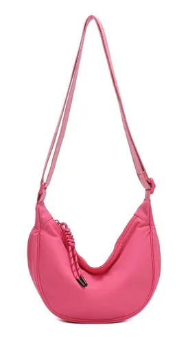 ITALYSHOP24 Schultertasche Damen Tasche Runde Brusttasche MOON Bag CrossBody Crossover Nylon, Umhängetasche Hüfttasche Slingntasche Reise sportlich-modernen Look