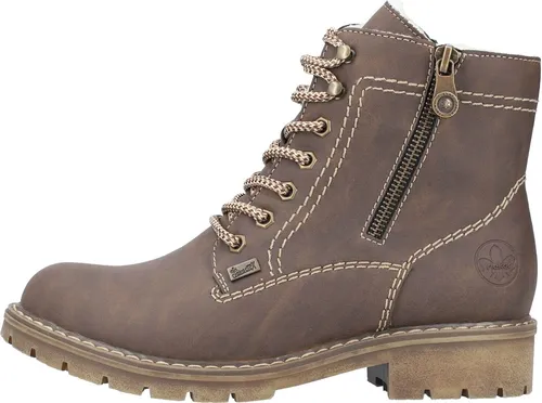 Rieker Damen Schnürstiefeletten Y9134 - Wanderschuhe aus Glattleder mit weicher Decksohle und 3,6 cm Blockabsatz, ideal für Komfort und Stil bei Outdoor-Aktivitäten.