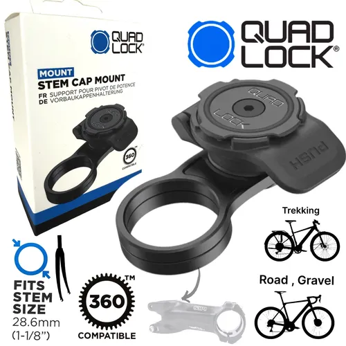 QUAD LOCK Stem Cap Mount Fahrrad Vorbau Kappen Handy Halter Rennrad Gravel