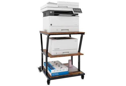 PUNCIA Druckertisch mit 3 Ebenen – Mobiler Druckerwagen mit Rollen - Flexibler Druckerständer mit 3 höhenverstellbaren Ebenen für optimale Geräteorganisation. Mit arretierbaren Rollen für müheloses Bewegen und stabiler Bauweise für eine Tragkraft von bis zu 140 kg.