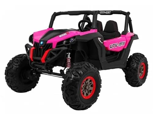 FINOOS Elektroauto für Kinder UTV-MX Buggy 24V, kinderauto 2 Sitzer, kinderelektro Auto mit 2,4 Ghz Fernbedienung, 4x4 Allrad angetrieben, Batterie: 2x12V, 2-7 Jahre (Rosa)