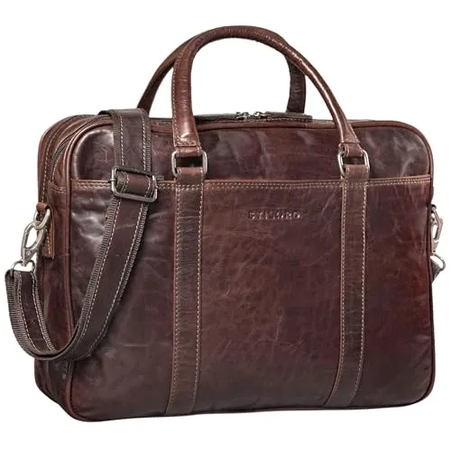 STILORD 'Dante' Business-Tasche Leder groß elegante Aktentasche Umhängetasche Laptoptasche 15.6 Zoll echtes Rindsleder Herren Damen, Farbe:espresso - braun