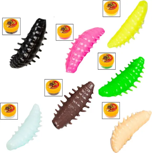 FTM Omura Baits Okto Banane - Gummimaden, Länge / Packungsinhalt:4cm / 6 Stück, Farbe:neon grün