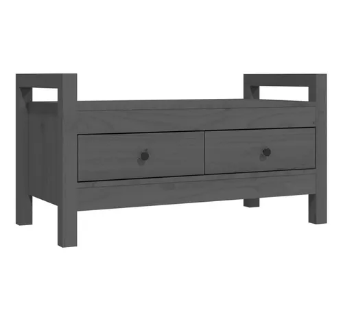 furnicato Truhenbank Flurbank aus massivem Kiefernholz 80 x 40 x 43 cm, Grau