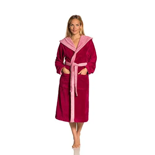 Vossen Unisex Bademantel Poppy, Einfarbig, Gr. 34 (XS), Rosa (cranberry) - Bademäntel für Damen, aus hochwertigem Doubleface-Material für ultimativen Komfort und stilvollen Look.