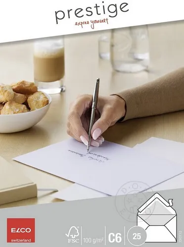 ELCO Briefumschlag Briefumschläge C6 haftklebend 100g/qm weiß VE=25 Stück