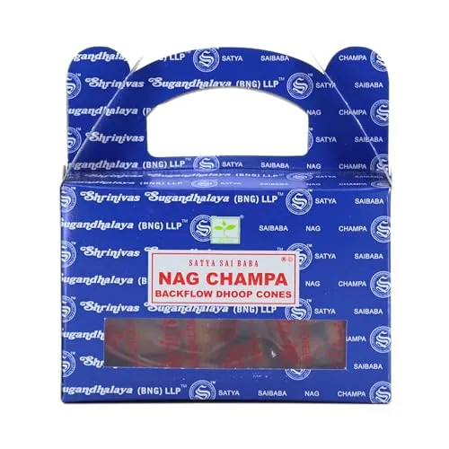 Rückfluss Räucherkegel für den Wasserfall Effekt, 24 handgerollte Kegel aus Indien für Entspannung und Meditation, auch im 3er Set (Nag Champa)