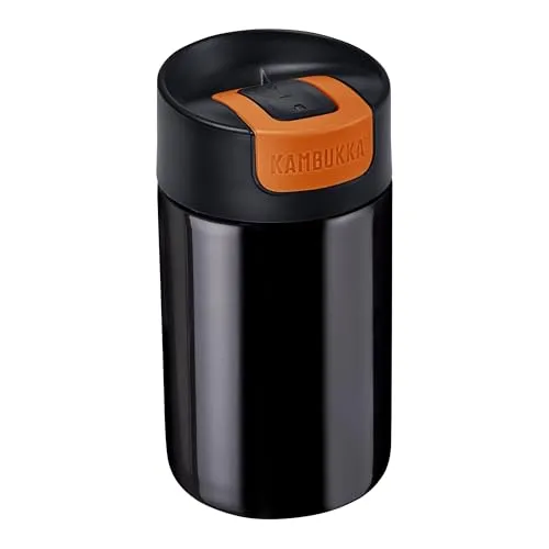 Kambukka To-Go-Becher Schwarz – 300 ml - Kambukka To-Go-Becher in elegantem Schwarz mit innovativer Switch-Lid-Technologie für einfaches Trinken. Hält Getränke bis zu 6 Stunden warm und 11 Stunden kühl. Ideal für unterwegs!