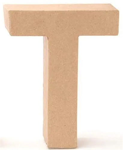 Papp-Buchstabe T 17,5x5,5cm Pappartikel Pappart Bemalen Basteln Dekorieren Braun Pappmaché
