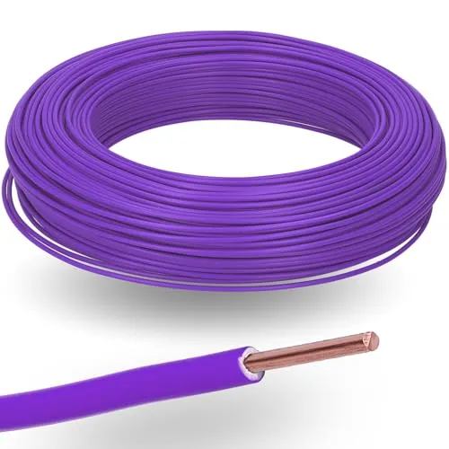 Meter Kalitec H07V-U 1x1,5 mm² violett I flammwidrige PVC Einzelader 1,5mm2 Litze starr aus Kupfer I 450/750 V I Verdrahtungsleitung eindrähtig für interne Verdrahtung von Maschinen und Leuchten 10