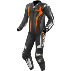 Arlen Ness Sugello 2 1-Teiler Motorrad Lederkombi, schwarz-orange, Größe 48 für Männer - Robuste Motorrad Lederkombi aus hochwertigem Rindsleder mit Aerodynamik-Höcker und Stretcheinsätzen für optimale Bewegungsfreiheit. Ideal für Fahrten auf der Straße.