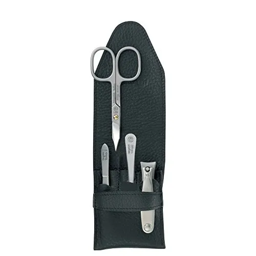 Niegeloh - Capri - 4-tlg. Maniküre-Set - schwarzes Etui aus Leder