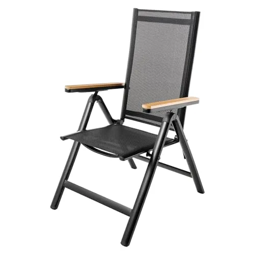 riess-ambiente Gartenstuhl DESIGNO anthrazit/natur - Wetterfester klappbarer Hochlehner, ideal für Garten, Terrasse oder Balkon. Verstellbare Rückenlehne für maximalen Komfort und pflegeleichtes, langlebiges Design.