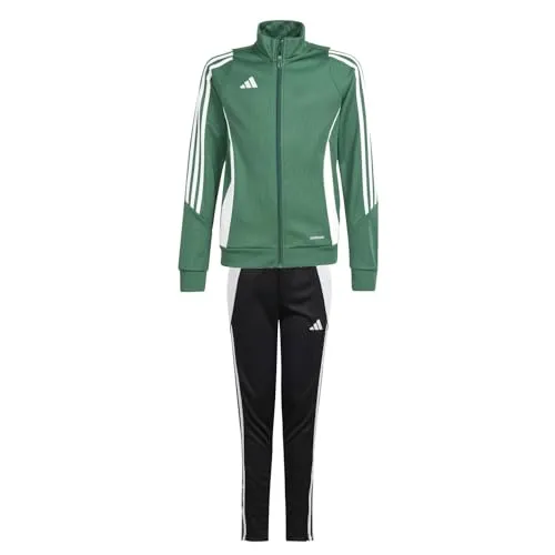 adidas Kinder Trainingsanzug Tiro 24 Team Dark Green/White 176 - Stylischer Tiro 24 Trainingsanzug für Kinder, bestehend aus Jacke und Hose. Ideal für sportliche Aktivitäten, gefertigt aus recycelten Materialien für umweltbewusste Eltern.