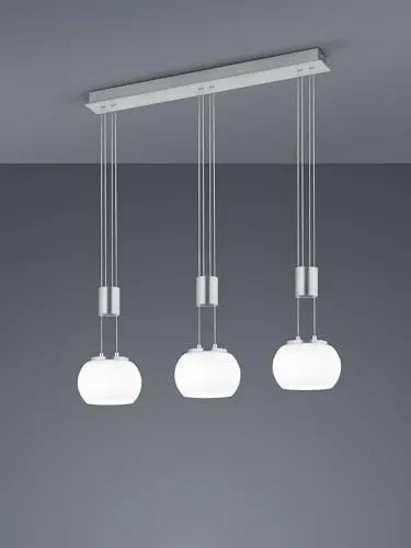 lightling Harrison LED Pendelleuchte 3-flammig - Hängeleuchte mit Switch Dimmer, höhenverstellbar von 95-150 cm, modernes Design in Nickel matt, ideal für Esstisch oder Wohnzimmer, spart bis zu 80% Energiekosten.