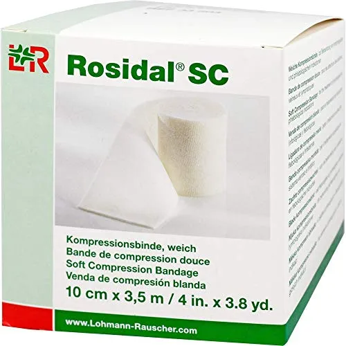 ROSIDAL SC Kompressionsbinde weich 10 cm x 3,5 m - Erste-Hilfe-Heftpflaster & Verbandsmaterial, ideal zur Unterstützung der Wundheilung und zur Schmerzlinderung bei Verletzungen.
