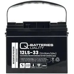 Q-Batteries 12LS-33 12V - 35Ah AGM Blei Akku - USV-Batterien & -Komponenten, langlebiger 10-Jahres-Typ für zuverlässige Energieversorgung in Notfällen.