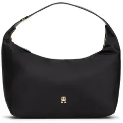 Tommy Hilfiger TH GO Hobo - Schultertasche 34 cm (schwarz) - Elegante Schultertasche für stilbewusste Frauen, mit geräumigem Innenfach und hochwertiger Verarbeitung. Das minimalistische Design passt zu jedem Outfit und der komfortable Tragegurt sorgt für ein angenehmes Tragegefühl.