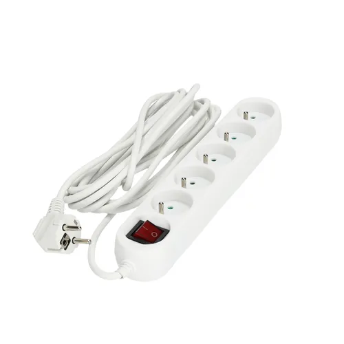 VERLÄNGERUNGSKABEL 5-Steckdosenleiste Länge 5 Meter Erdung und Ein/Aus-Schalter