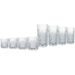 Creatable Glasset 8-tlg. TIMELESS - Thermobehälter, hochwertiges Klarglasdesign mit Rautendekor, ideal für alle Getränkearten und spülmaschinenfest für einfachen Komfort.